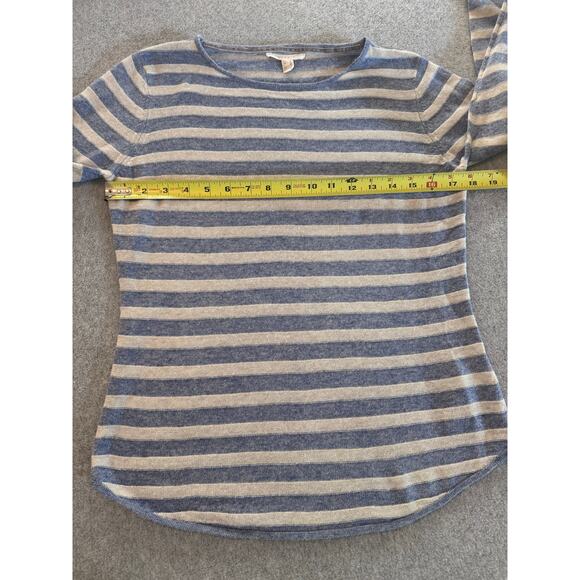 Vintage Esprit Blue Soft Cream Stripe Wool Cashmere Blend Sweater Size Small - Picture 5 of 9